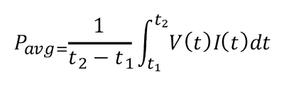 Pavg=1/t2-t1St2,t1 V(t)I(t)dt