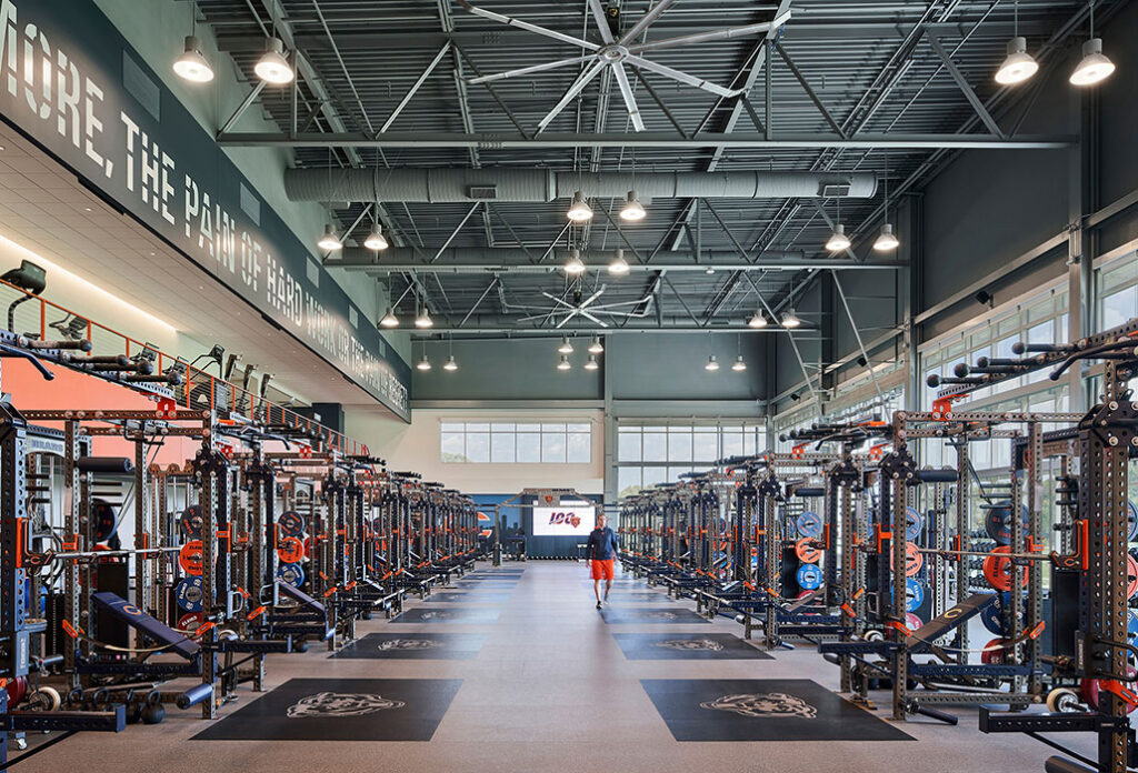 Inside the Bears’ Den | Perimeter accent light on Bears’ graphics and maximized daylight team up in the weight room