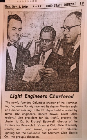 IES Columbus Section chartered in a 1959 | Newspaper clip