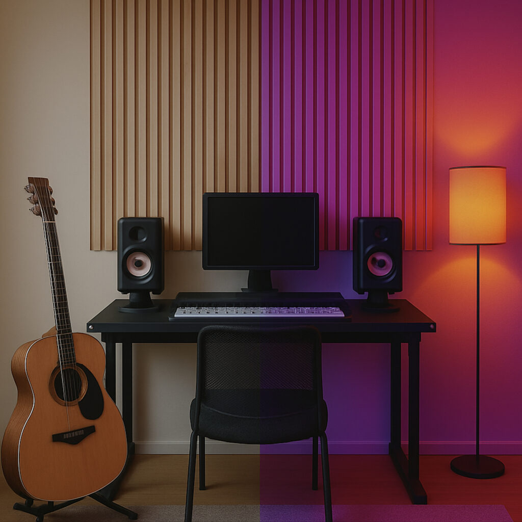 Research: How Can Lighting Enhance Your Perceptual Music Listening Experience? | Figure 1. A music listening space illuminated with contrasting lighting.