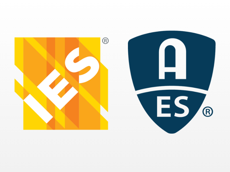 Illuminating Engineering Society (IES) and Audio Engineering Society (AES) logos