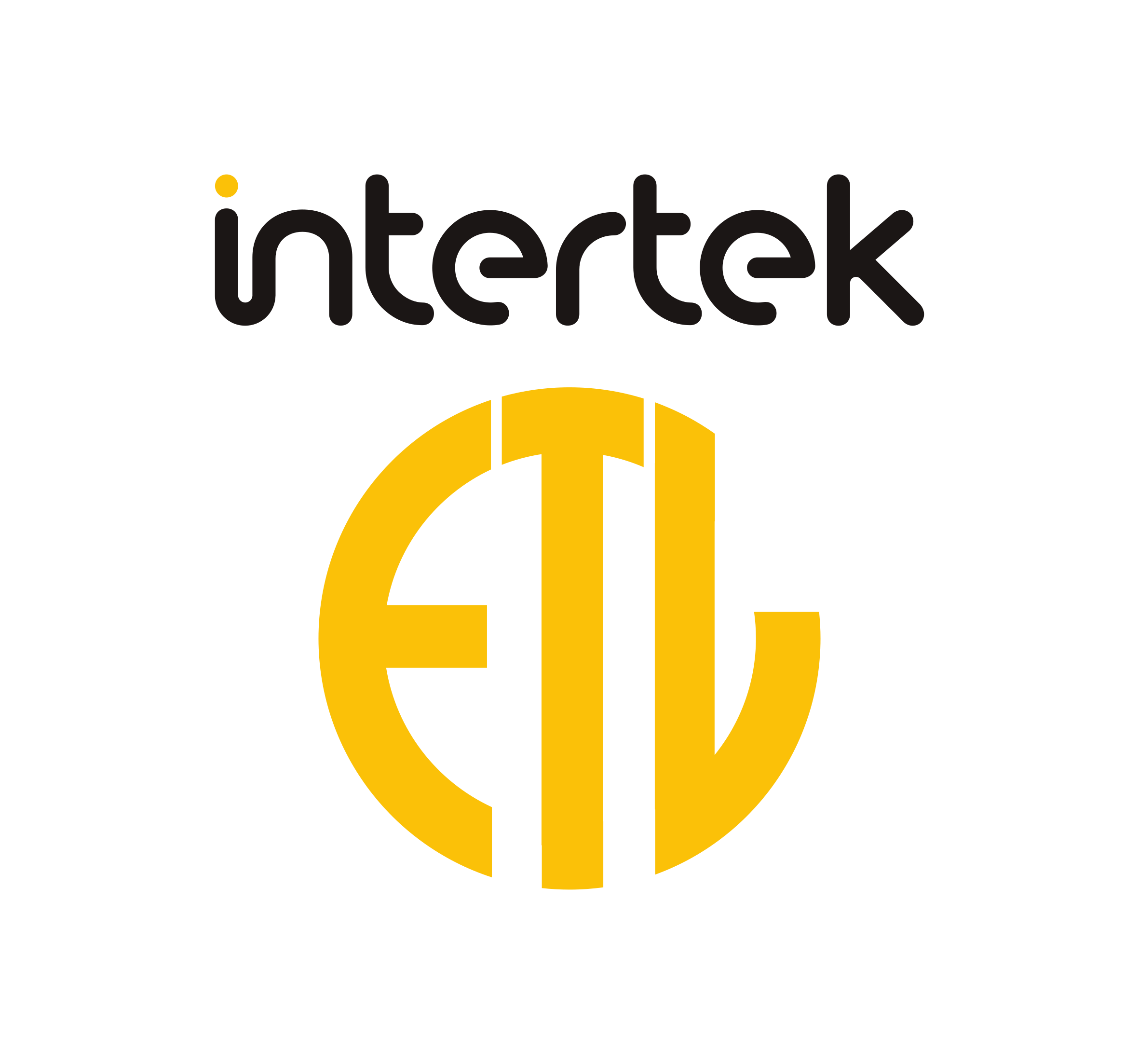 Intertek logo | Text "Intertek" in black with orange dot over letter i and orange logo