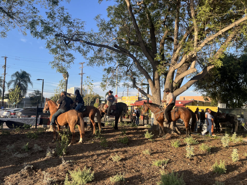 Alondra Gateway Park transforms a half-acre lot into a vibrant community destination | People riding horses