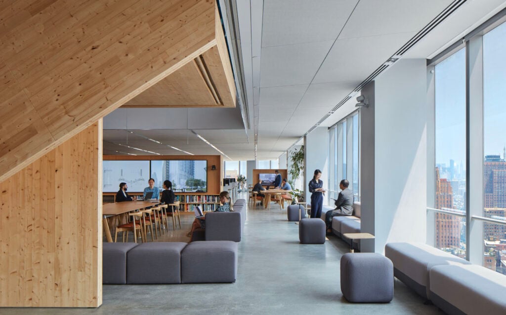 Flex Appeal: How Gen Z is reshaping workplace design | The shades at architectural firm SOM’s New York City office are programmed to adjust to the path of the Sun to address glare and heat gain | Photo: Dave Burk, SOM, courtesy of Lutron