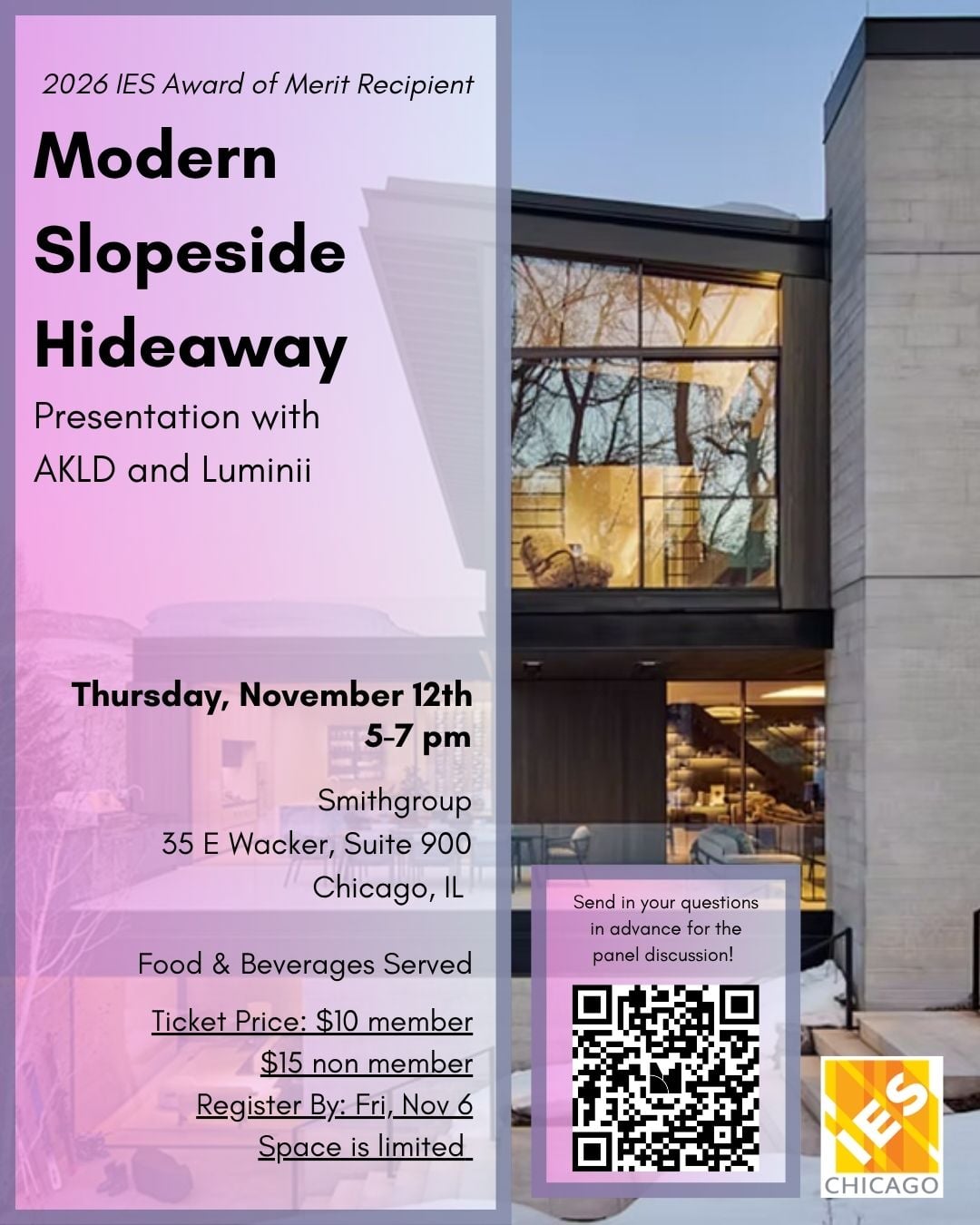 IES Chicago flyer for event Modern Slopeside Hideaway